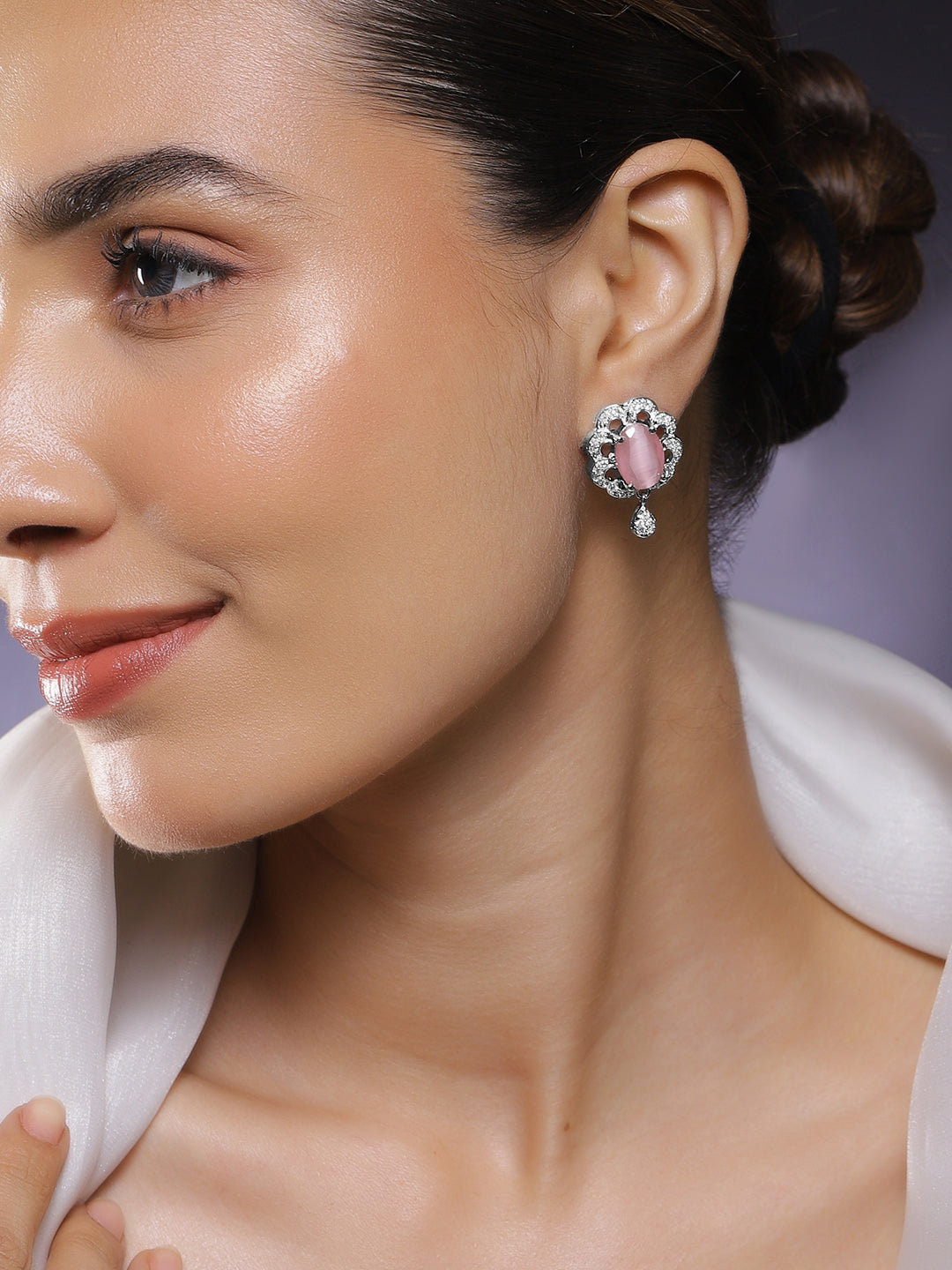 Elegant Shine Pink Drop Earrings