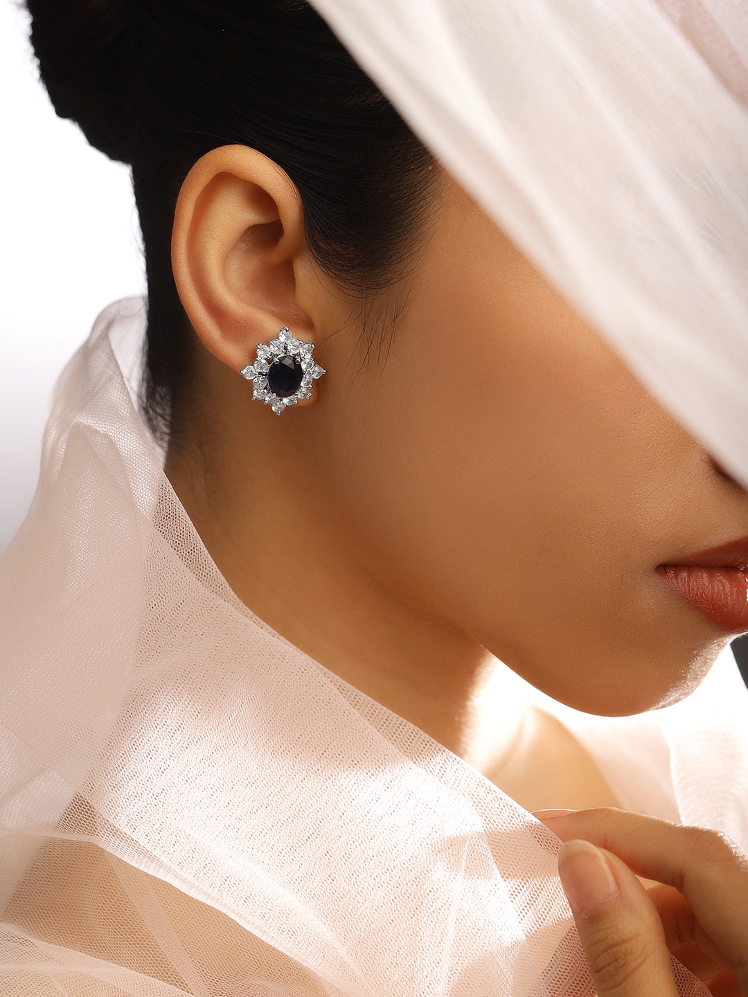 Polished Glow Blue American Diamond Zirconia Studs