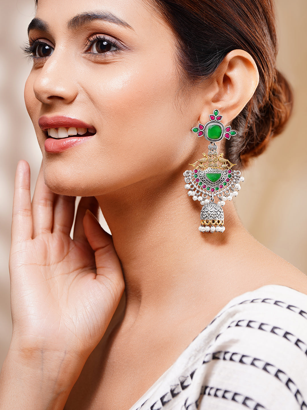 Majestic Glow Statement Jhumka Earrings