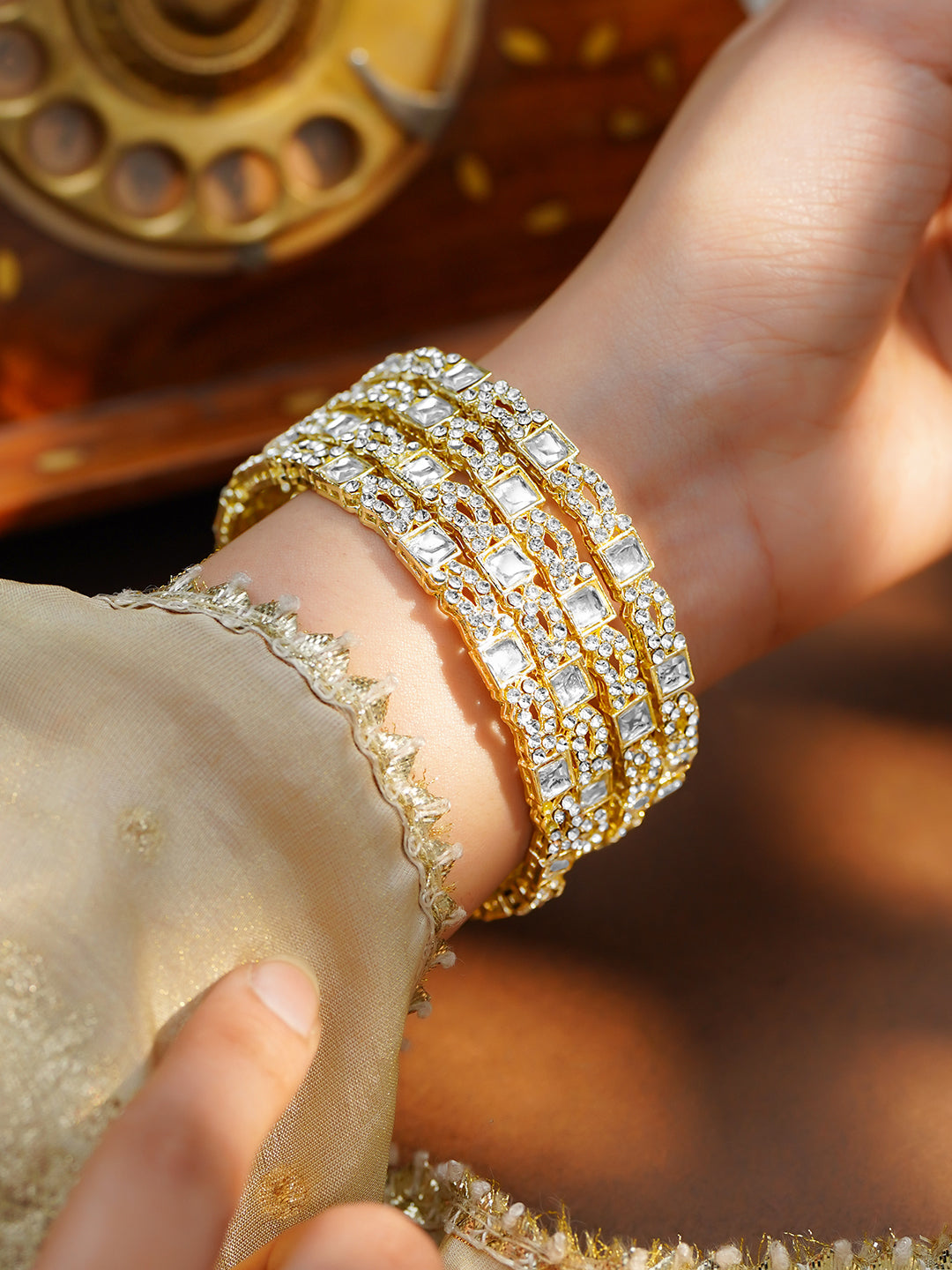 Kundan Crystal Embellished Designer Bangles