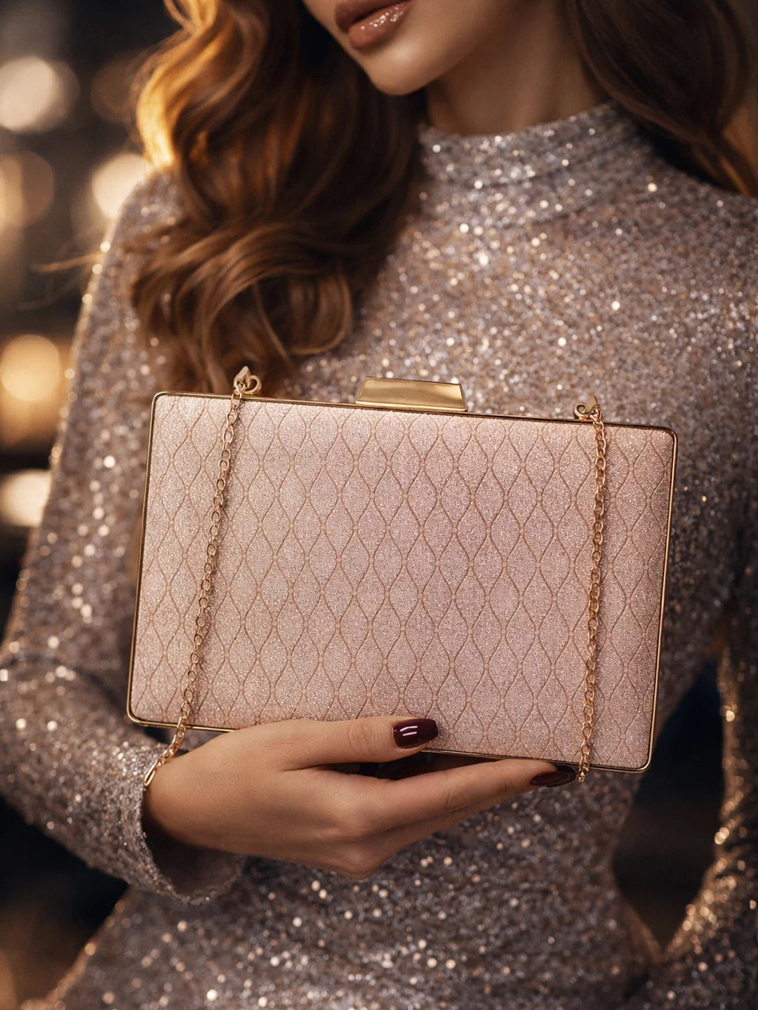 Festive Shine Gold Frame Clutch