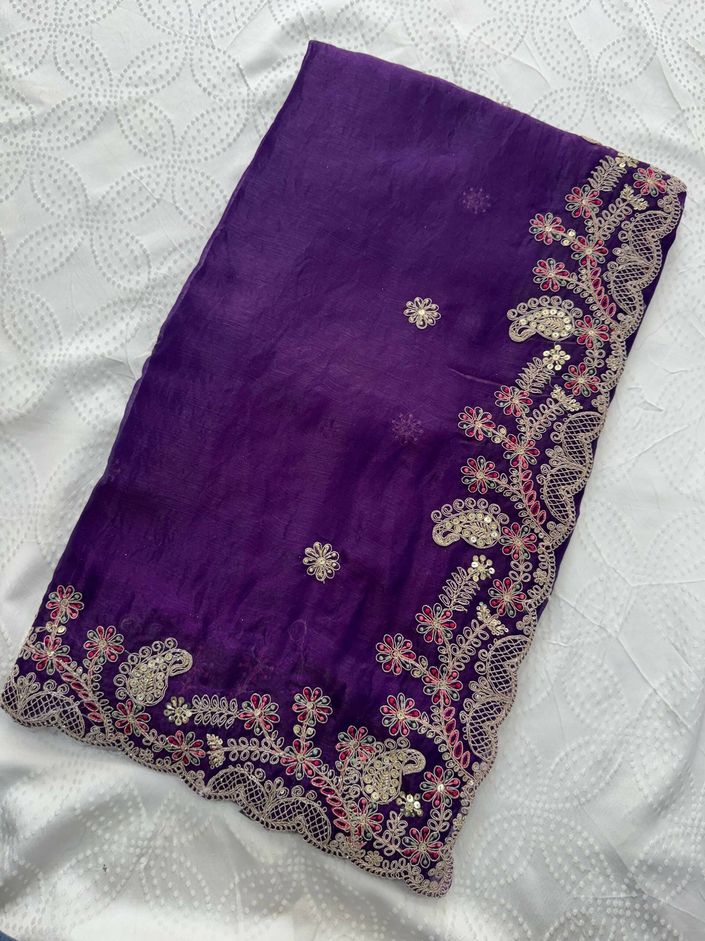 Teeya Creation New Womens Latest Party Wear Soft Chiffon Silk Saree-Purple