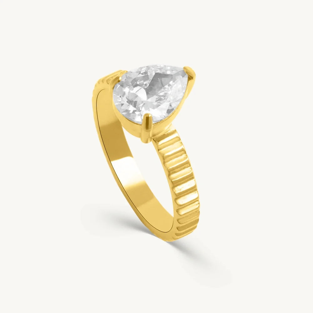 Horseshoe Pear Stone Ring