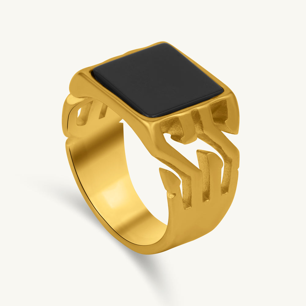 Obsidian Square Power Ring