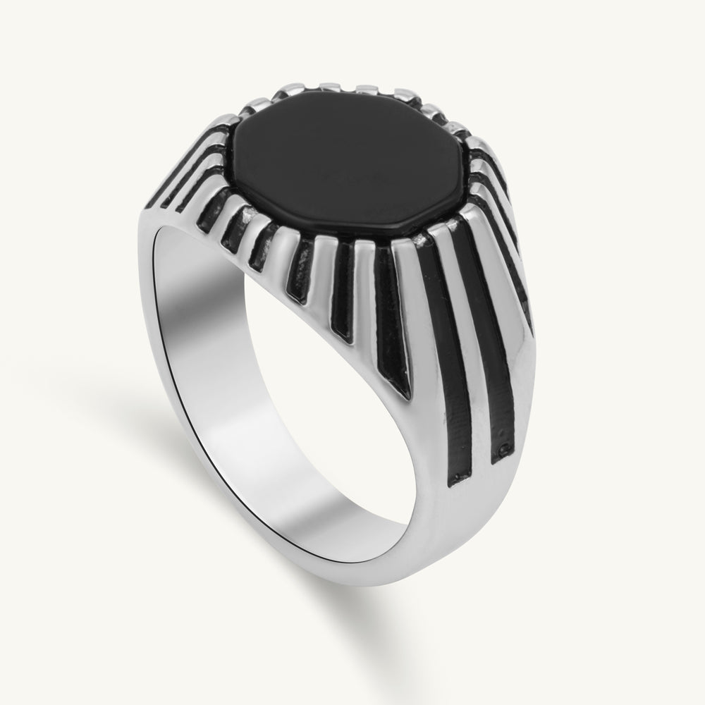 Onyx Bastion Textured Ring