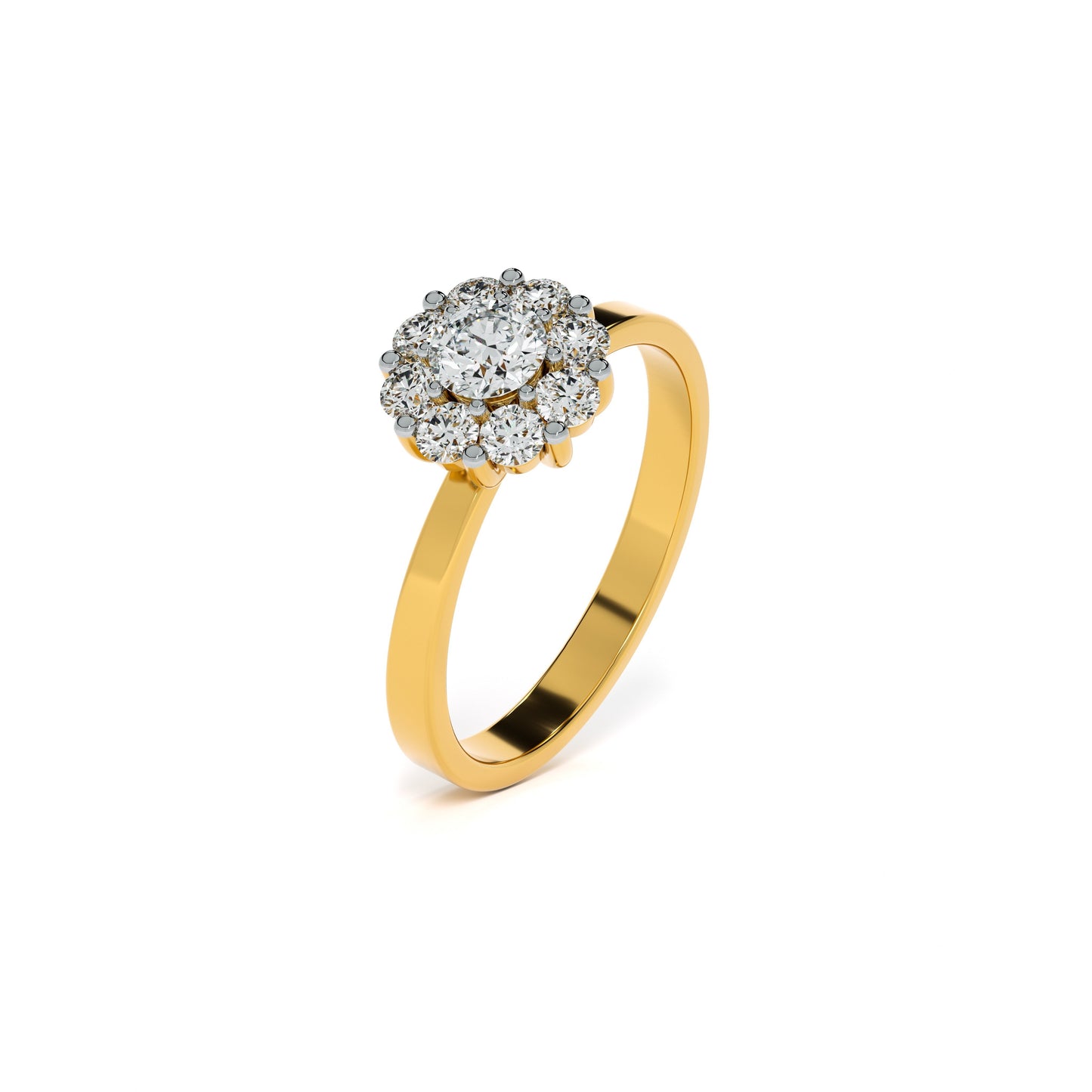 Nine Stone Cluster 9KT Gold Laboratory Grown Diamond Ring