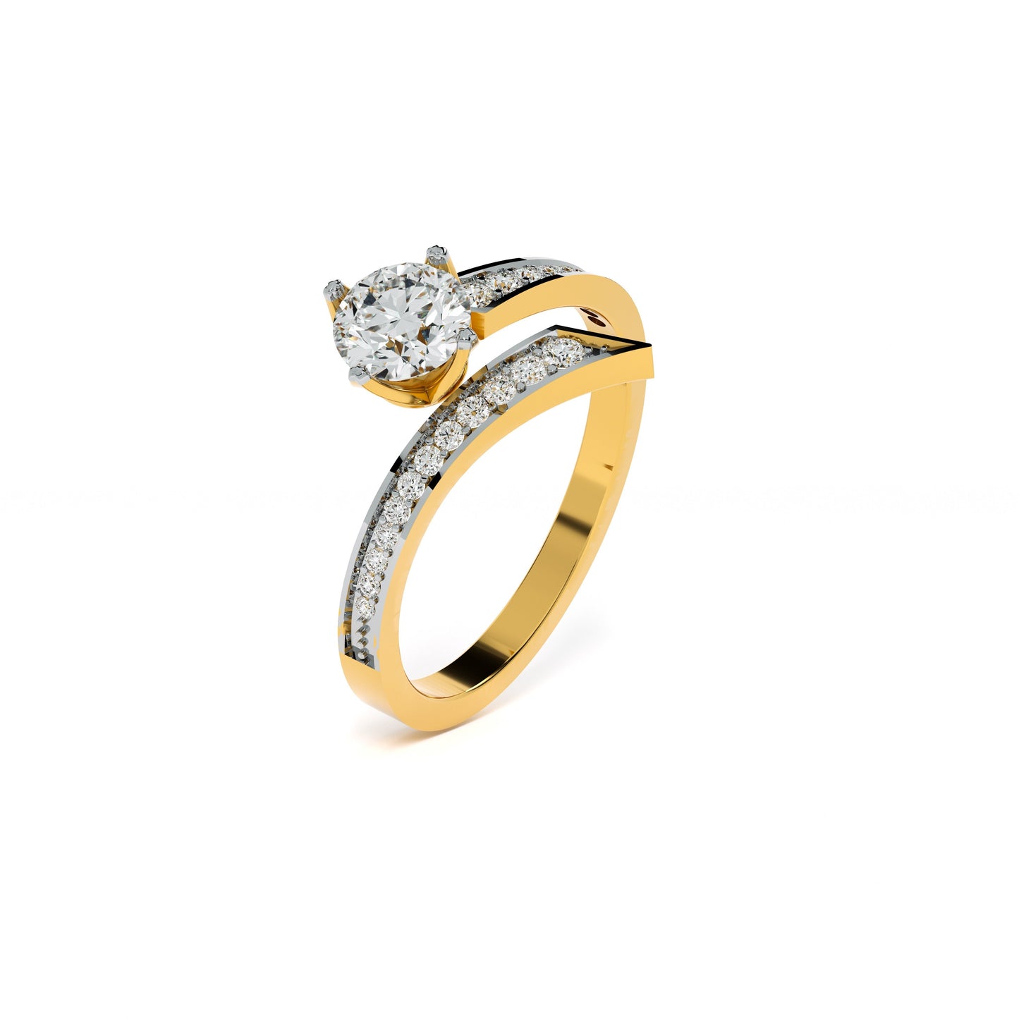 Asymmetrical Pave 9KT Gold Laboratory Grown Diamond Ring