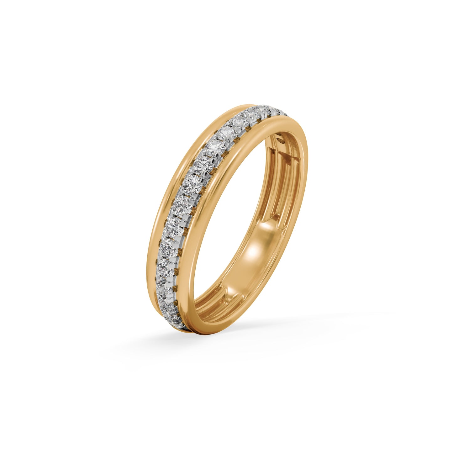 Beaded Edge Golden Orbs 9KT Gold Laboratory Grown Diamond Band Ring