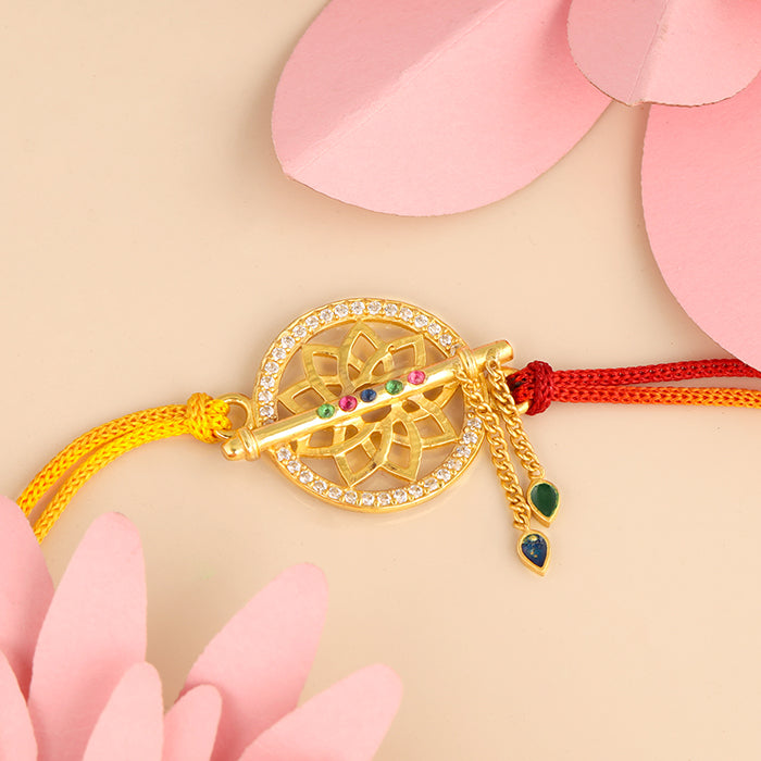 Golden Mandala Flute Rakhi