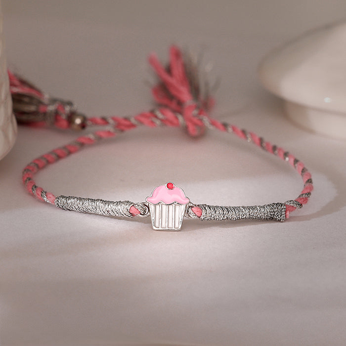 Silver Cup Cake Rakhi for Kids