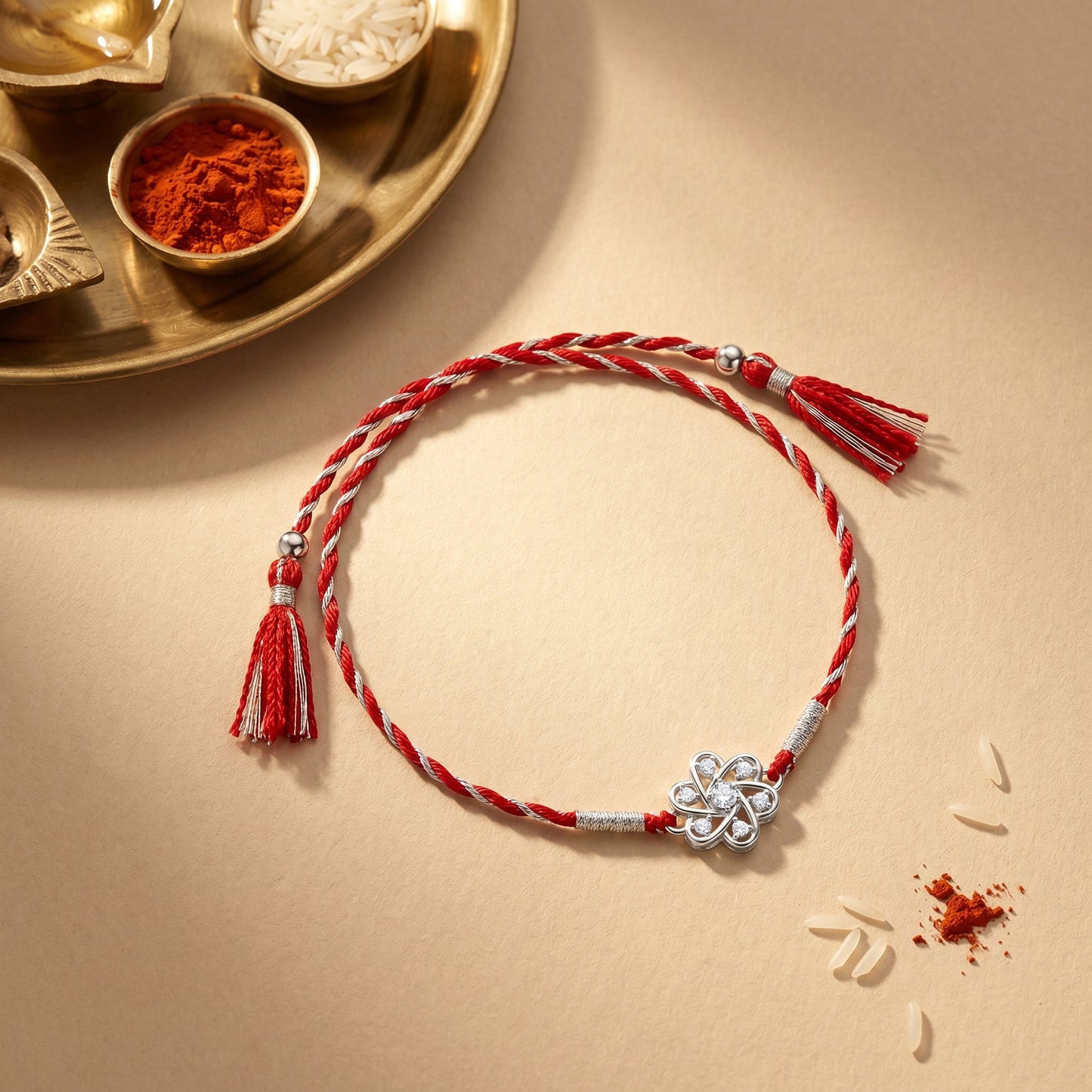 Silver Flowery Rakhi