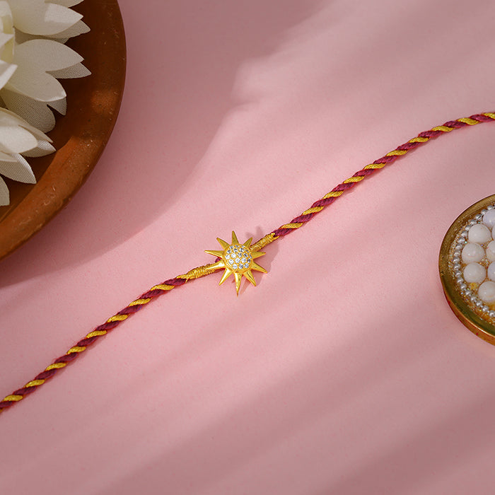 Golden Sparkling Sun Rakhi