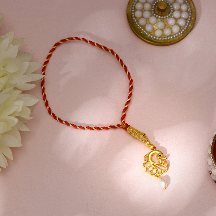 Golden Pearl Peacock Lumba Rakhi