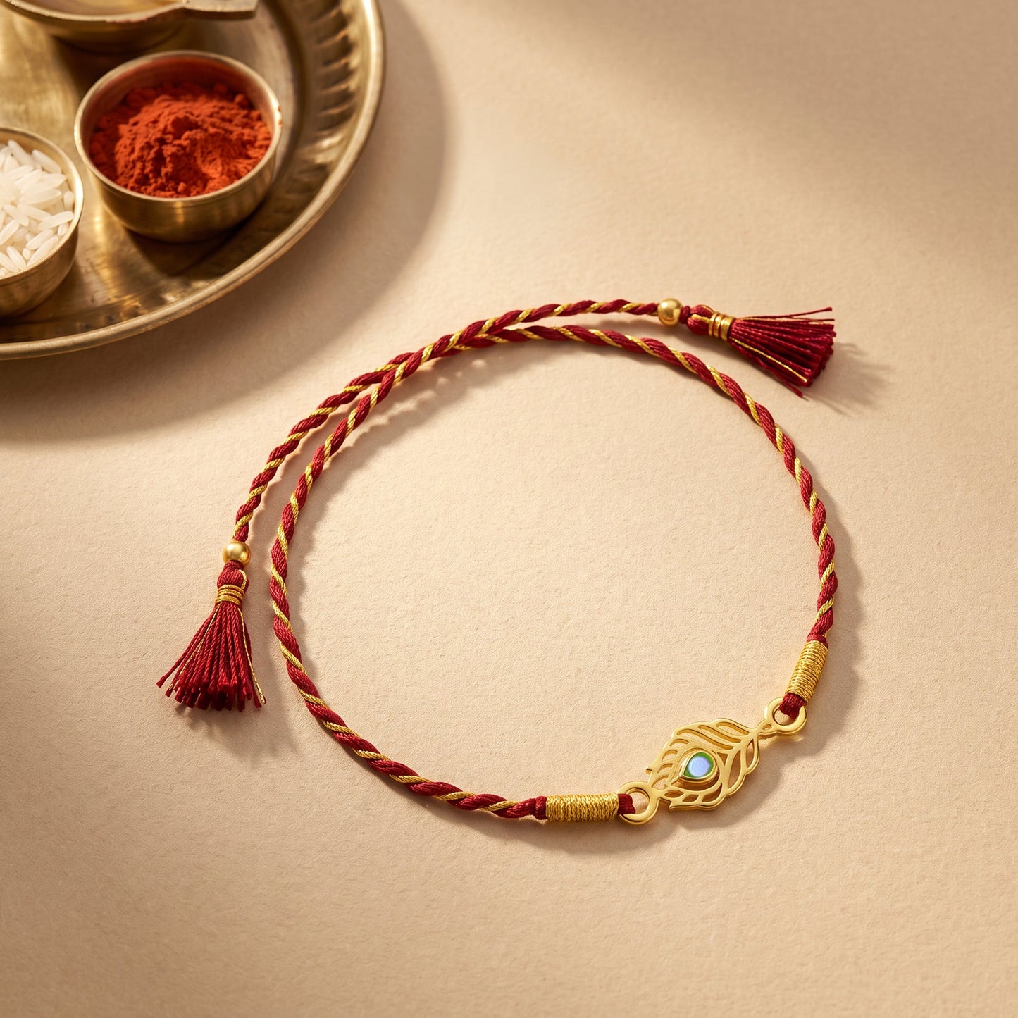 Golden Beautiful Feather Rakhi