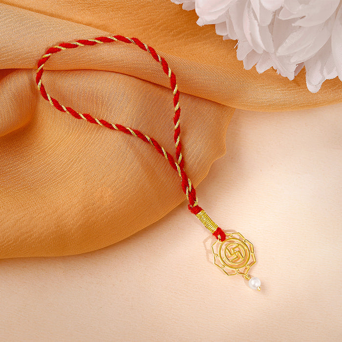 Golden Divya Swastik Lumba Rakhi