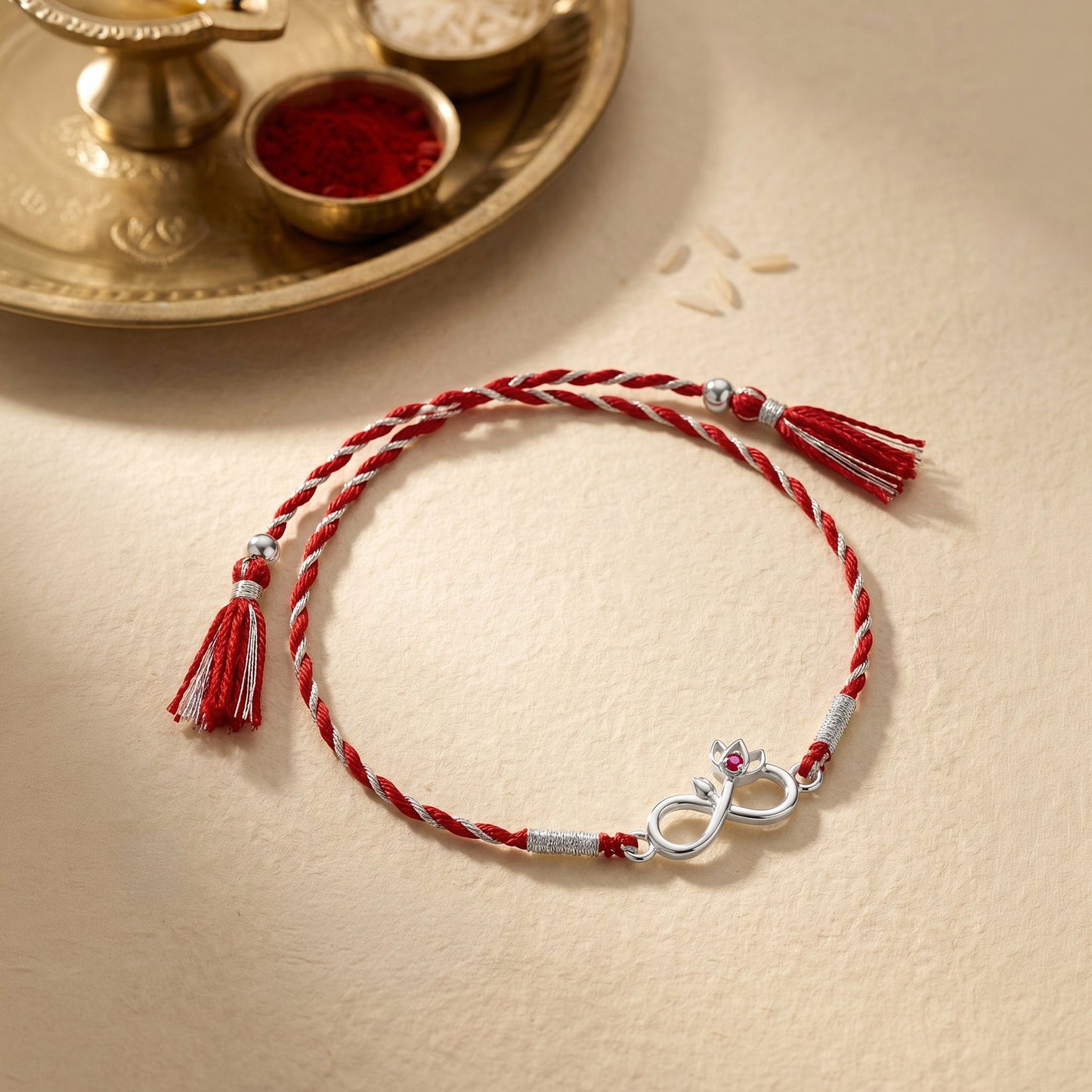 Silver Infinity Lotus Rakhi
