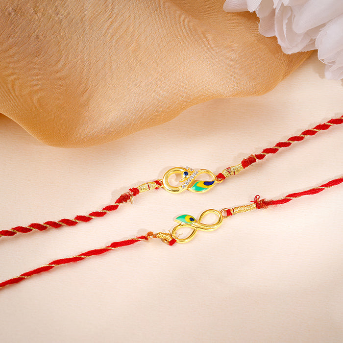 Golden Mor Pankh Rakhi Combo (set of 2)