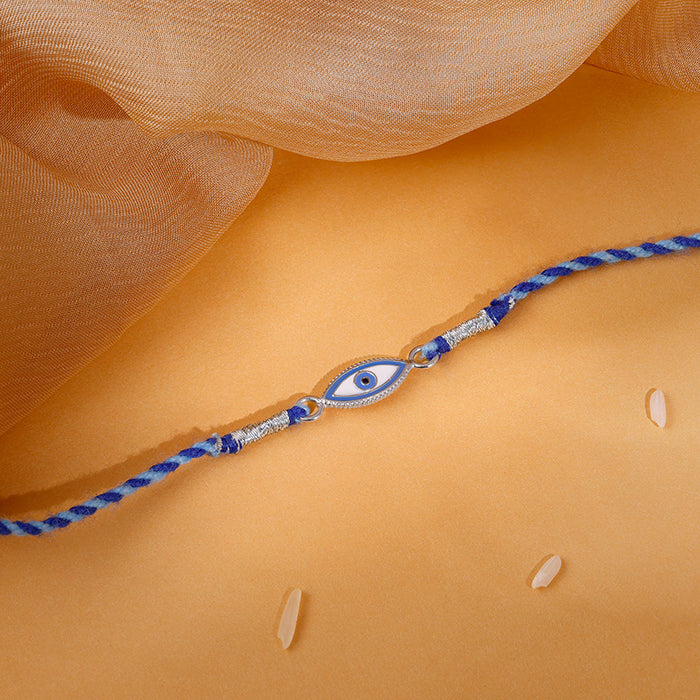 Silver Charming Evil Eye Rakhi