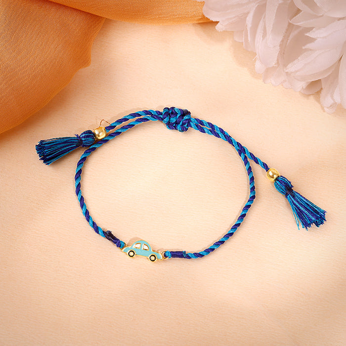 Golden Cute Car Kids Rakhi