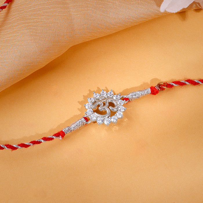 Silver Floret Om Rakhi