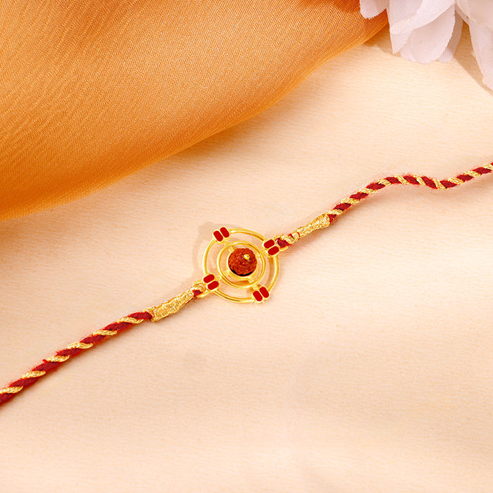 Golden Divya Rudraksha Rakhi