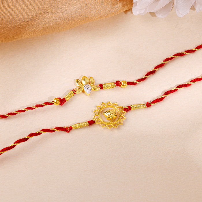 Golden Lotus Love Rakhi Combo (Set of 2)