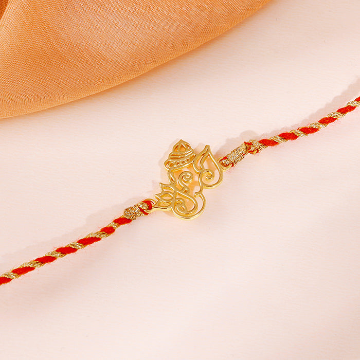 Golden Ganesha Lotus Rakhi