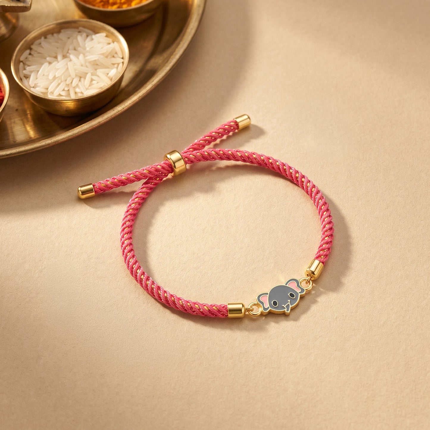 Golden Baby Elephant Kids Rakhi