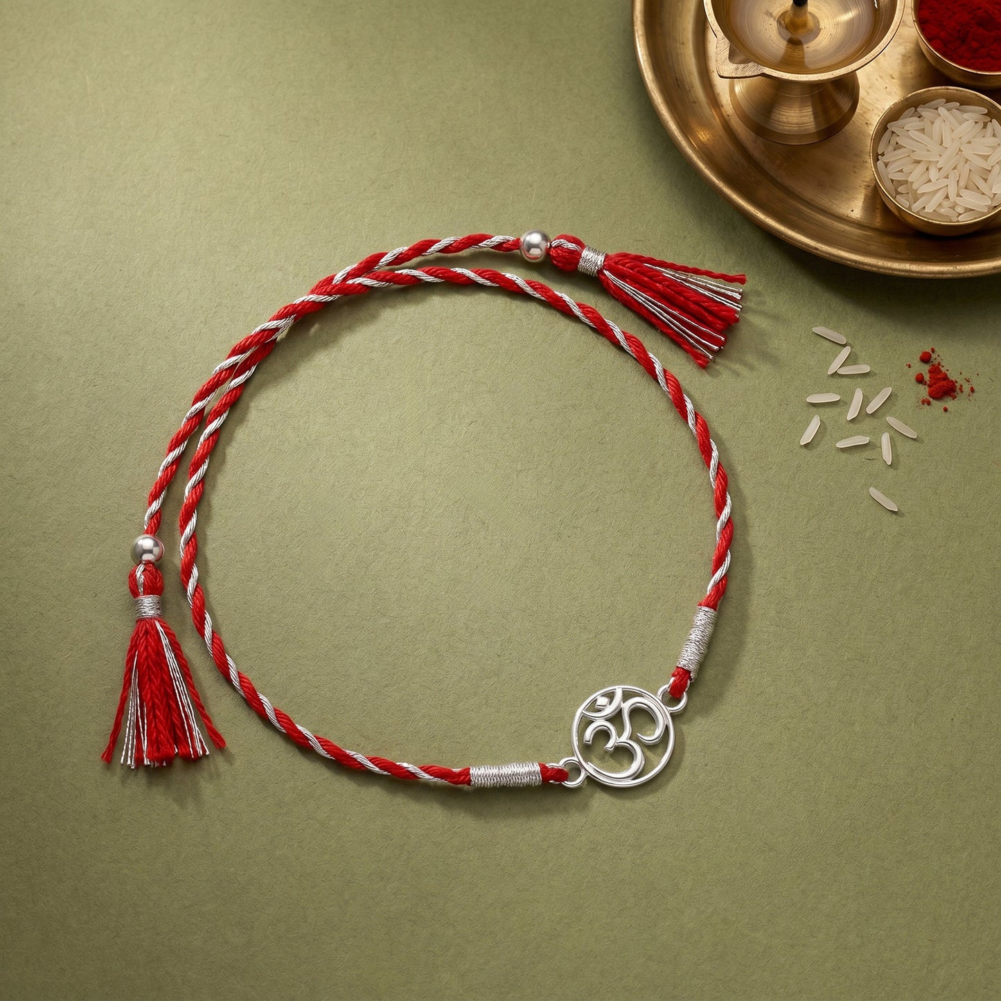 Silver Om Shubh Raksha Rakhi