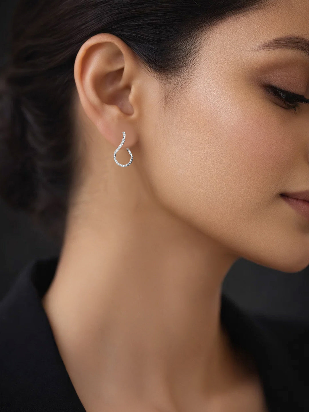 925 Silver Teardrop Crystal Stud Earrings
