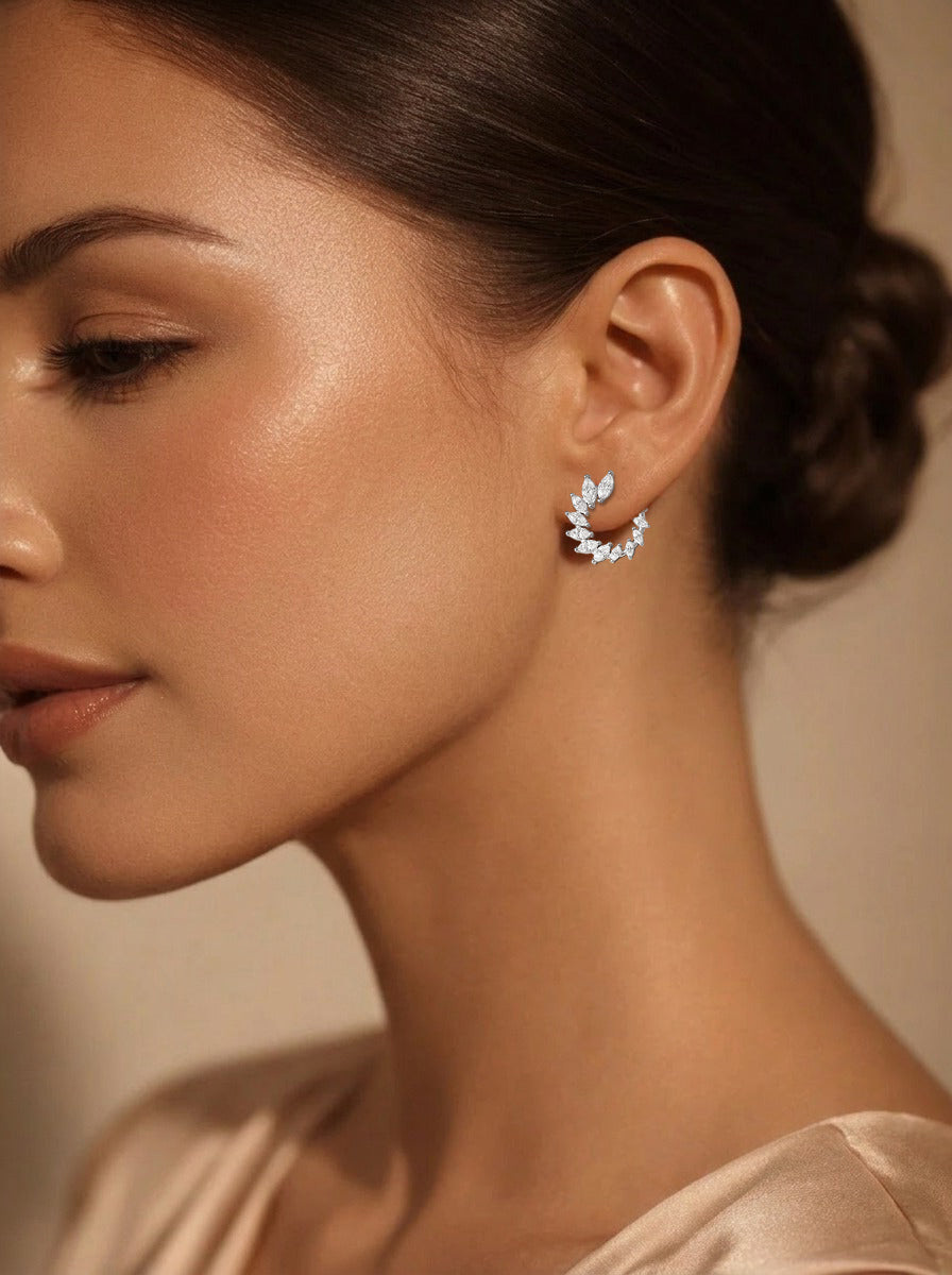 925 Fine Silver Crystal Vine Statement Earrings