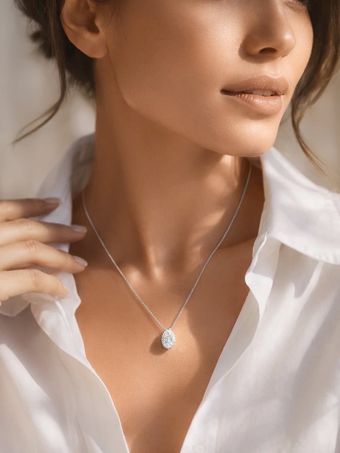 925 Fine Silver Solitaire Crystal Pendant Necklace