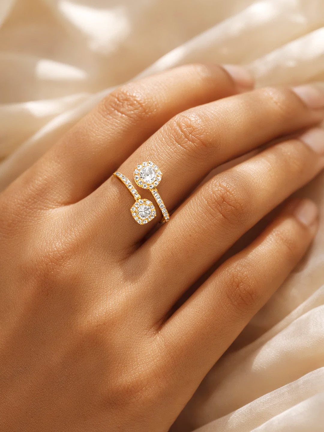 925 Fine Silver Twin Cluster Wrap Ring