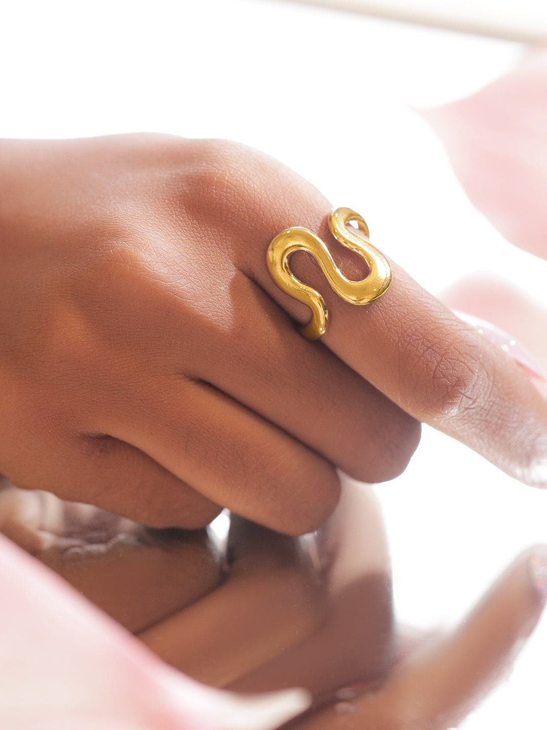 Snake Motif Gold Toned Statement Ring