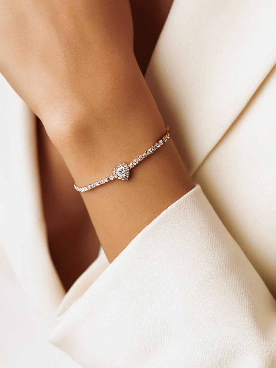 American Diamond Zirconia Studded Heart Bracelet