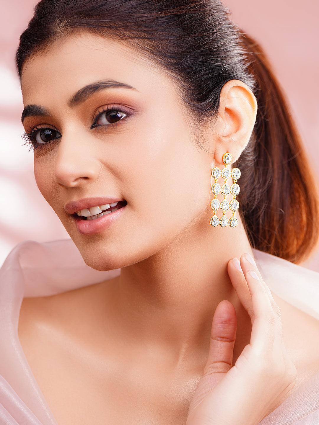 Golden Rush Crystal Chandelier Earrings