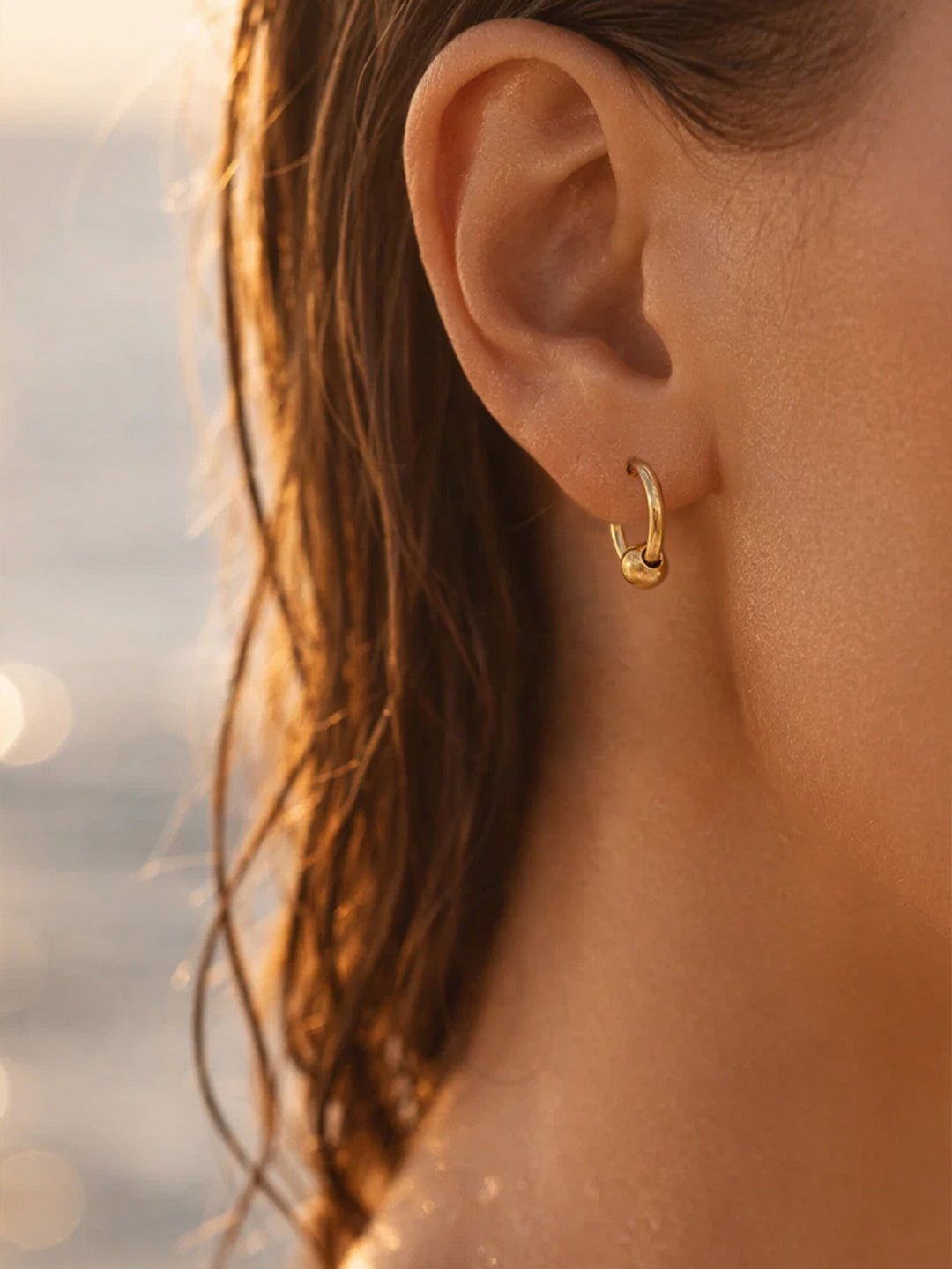 Demifine 18K Gold Plated Stainless steel Classic Sphere Hoop Earrings