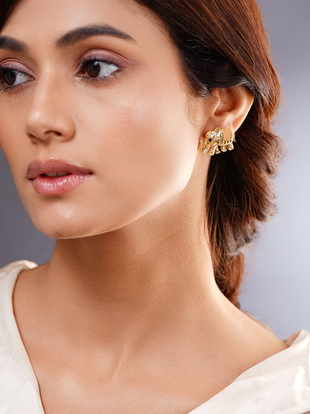 Classic Elephant Gold Stud Earrings