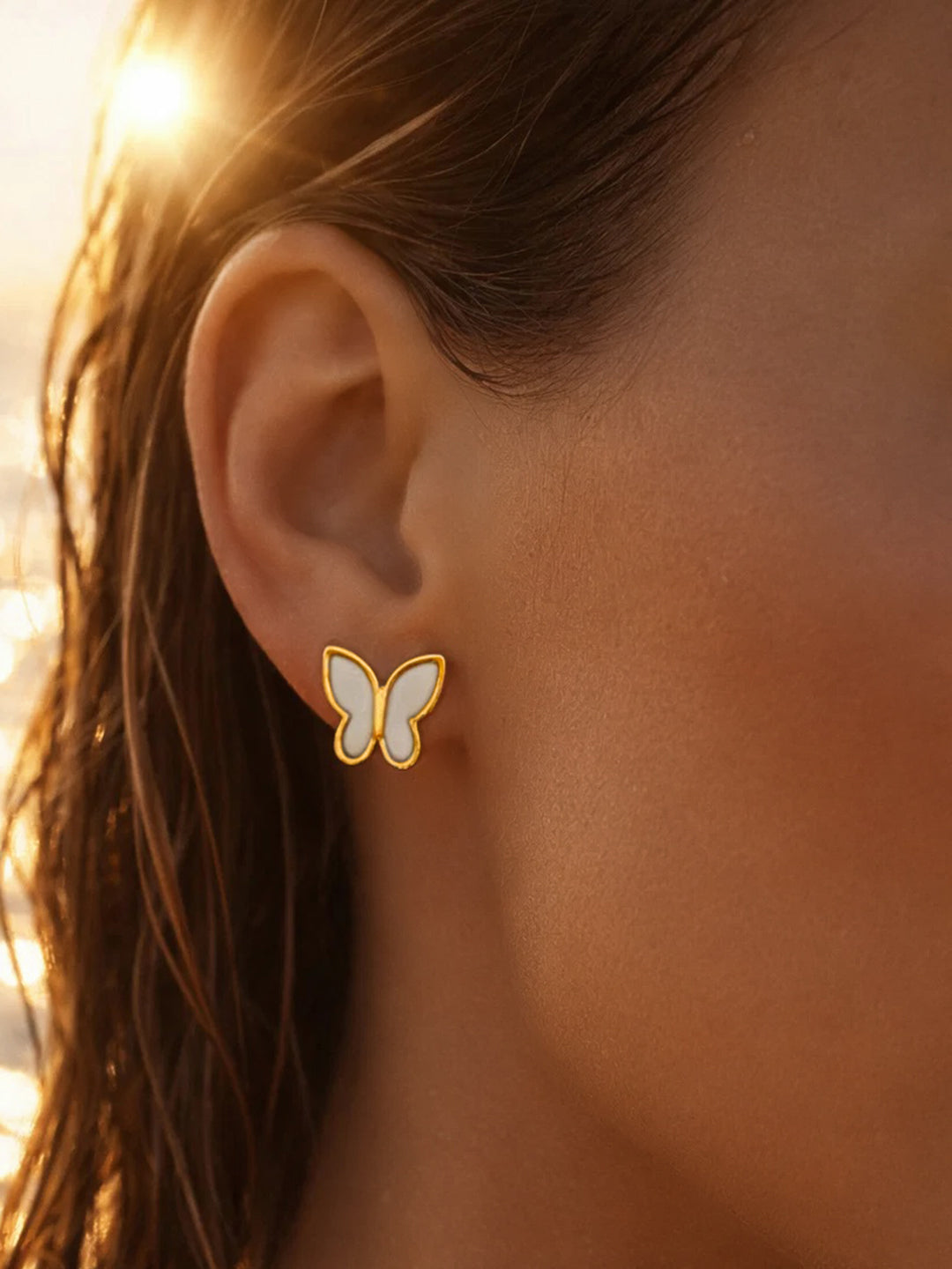 Demifine 18K Gold Plated Stainless steel Mini Butterfly Stud Earrings