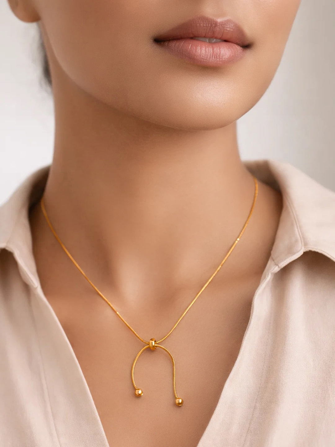 Demifine 18K Gold Plated Stainless steel Knot Style Drop Chain Necklace