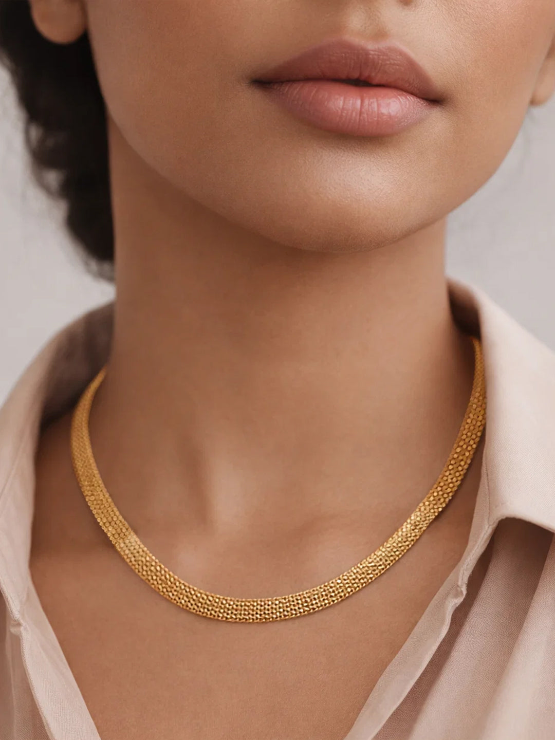 Demifine 18K Gold Plated Stainless steel Mesh Chain Necklace