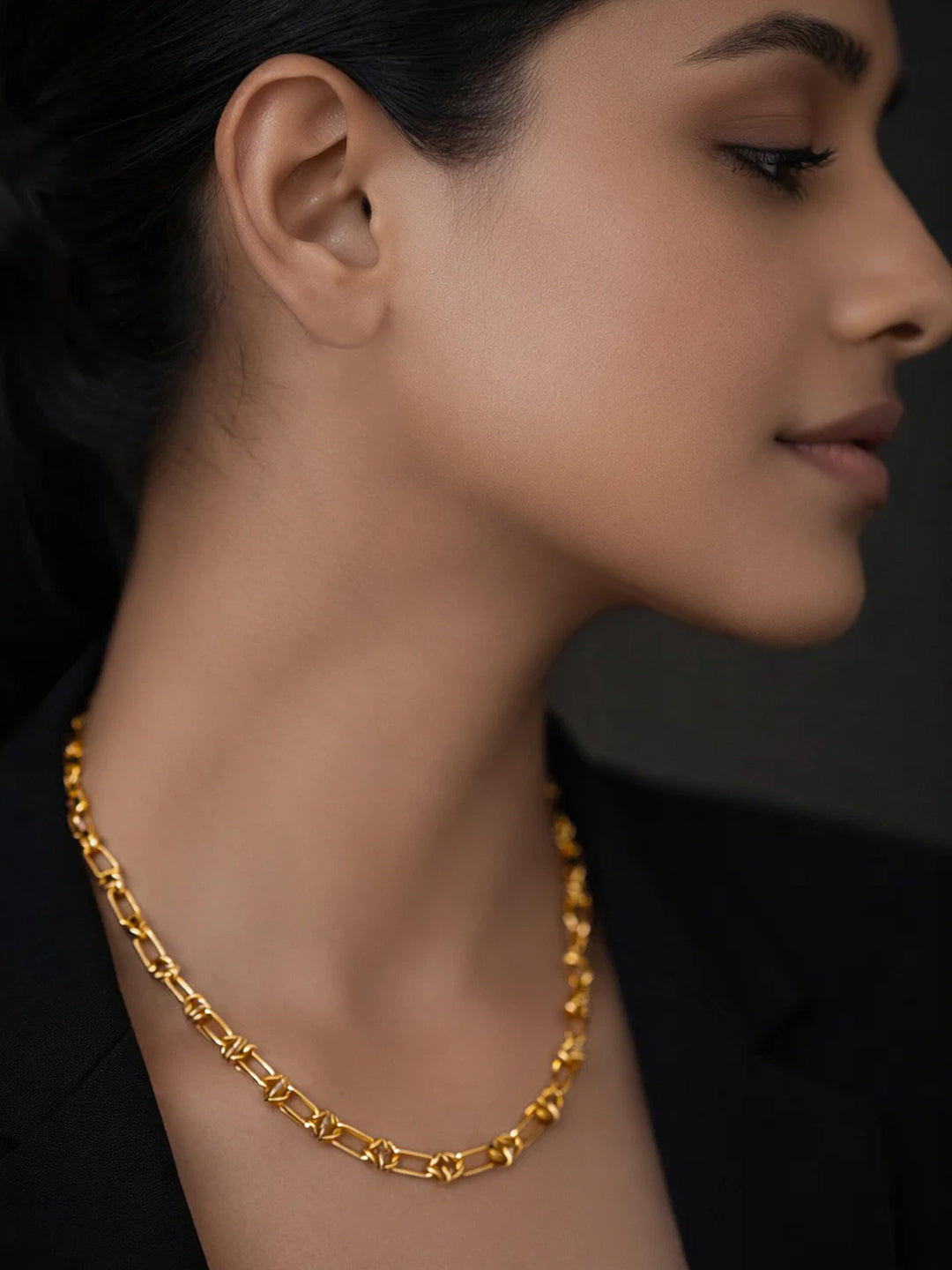 Demifine 18K Gold Plated Stainless steel Knot Chunky Link Chain Necklace