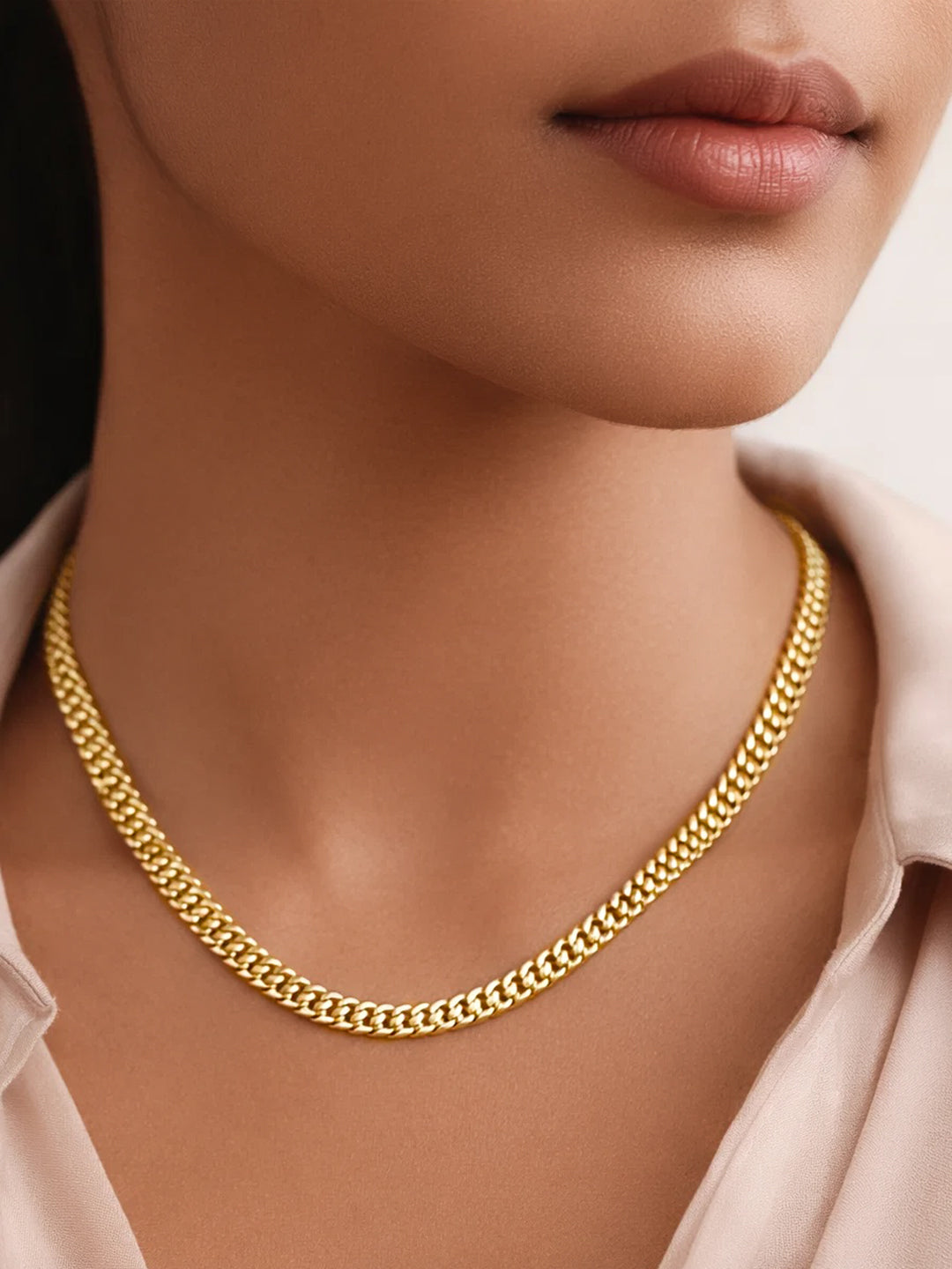 Demifine 18K Gold Plated Stainless steel Patterned Chain Necklace