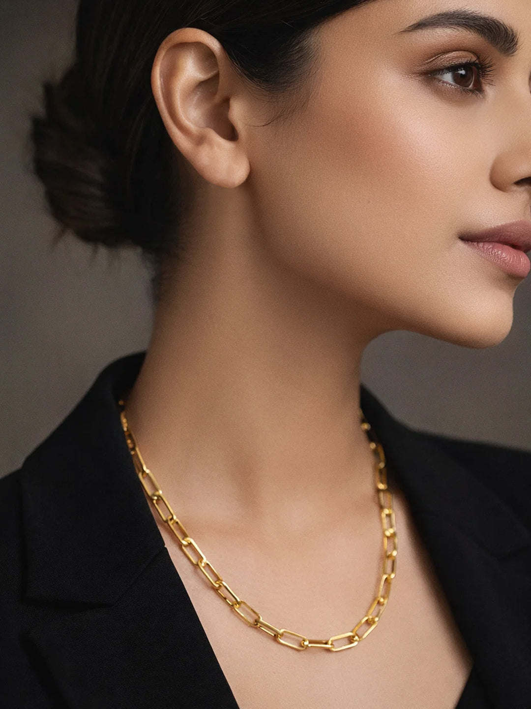 Demifine 18K Gold Plated Stainless steel Chunky Paperclip Chain Necklace
