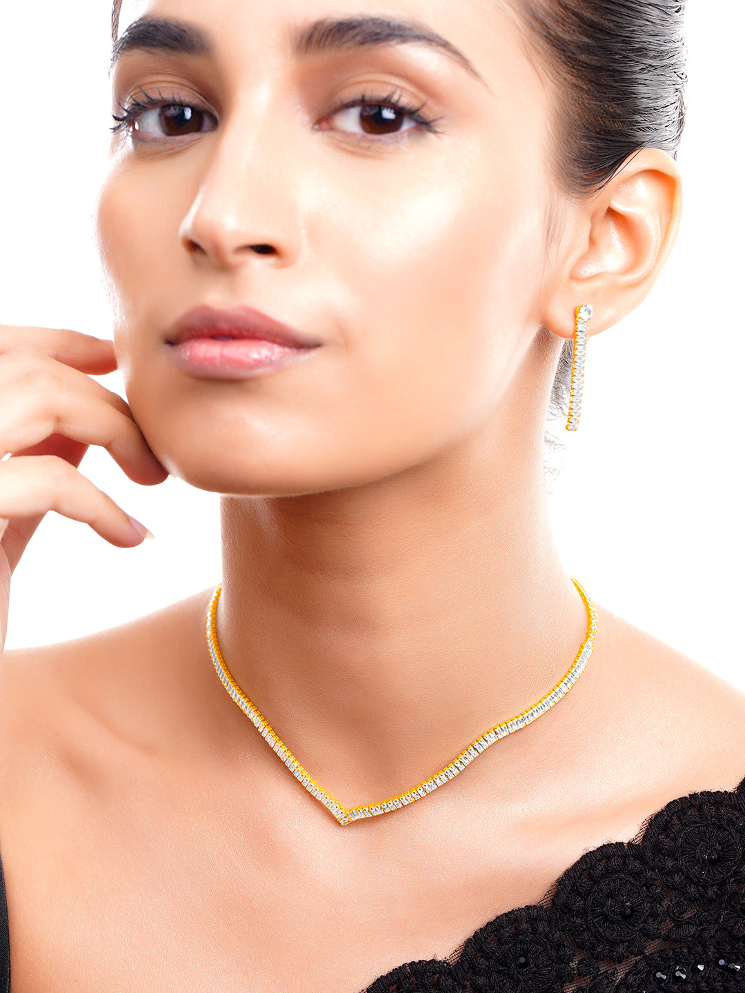 Golden Glow Crystal Necklace Set