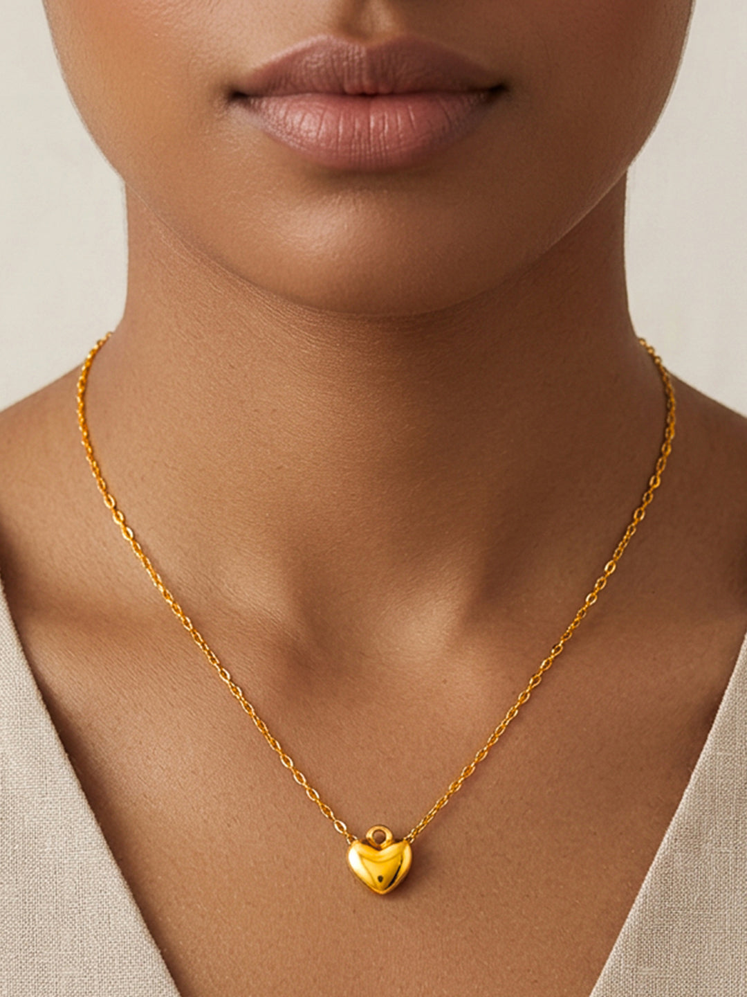Demifine 18K Gold Plated Stainless steel Twisted Chain Heart Pendant Necklace