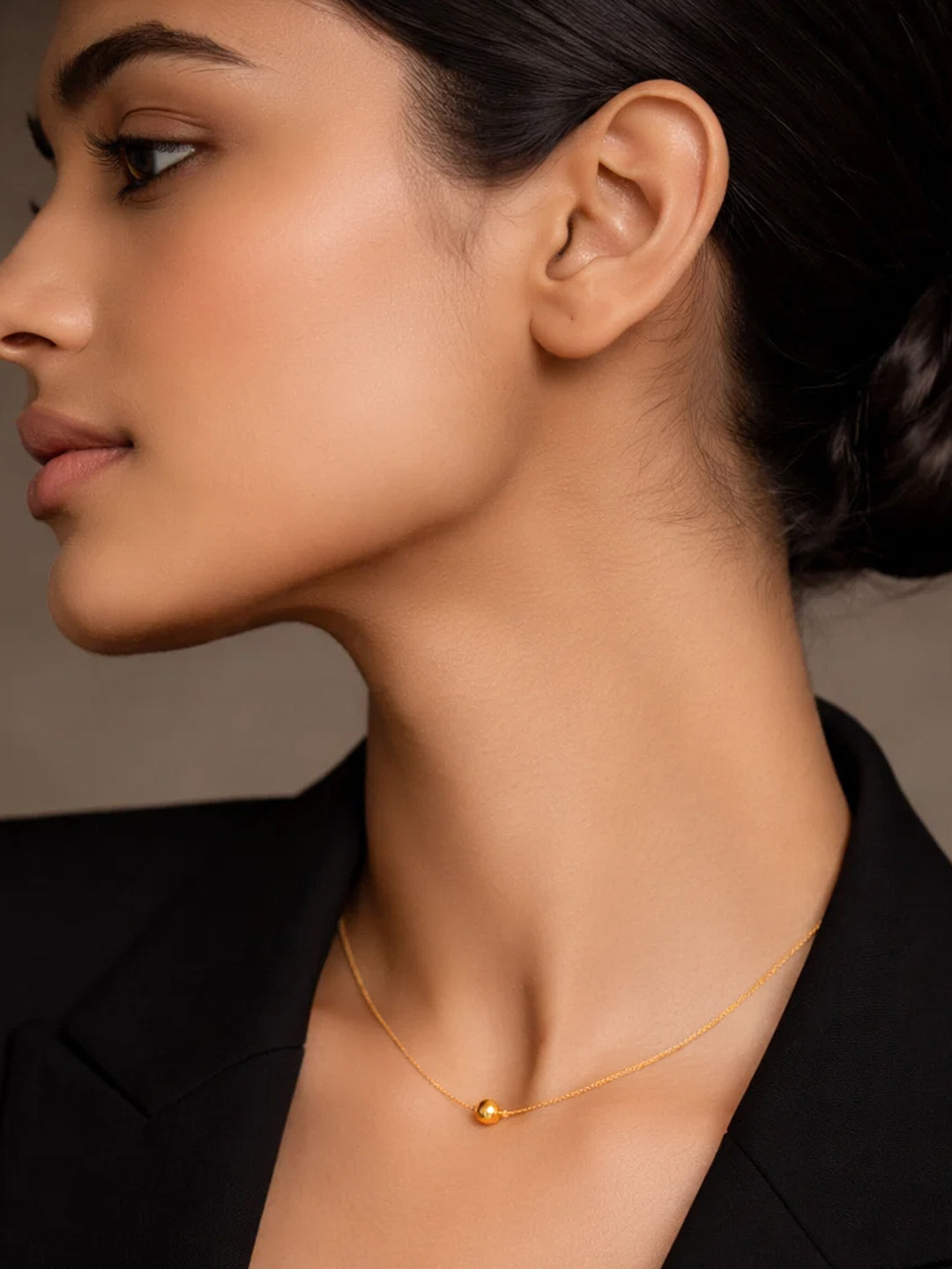 Demifine 18K Gold Plated Stainless steel Minimal Ball Pendant Chain Necklace