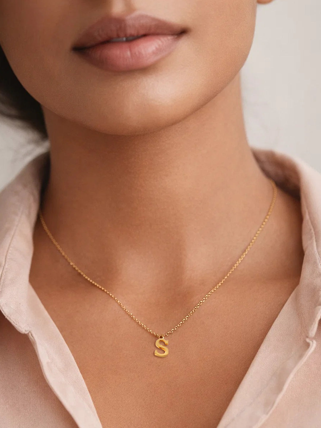 Demifine 18K Gold Plated Stainless steel Signature S Pendant Necklace