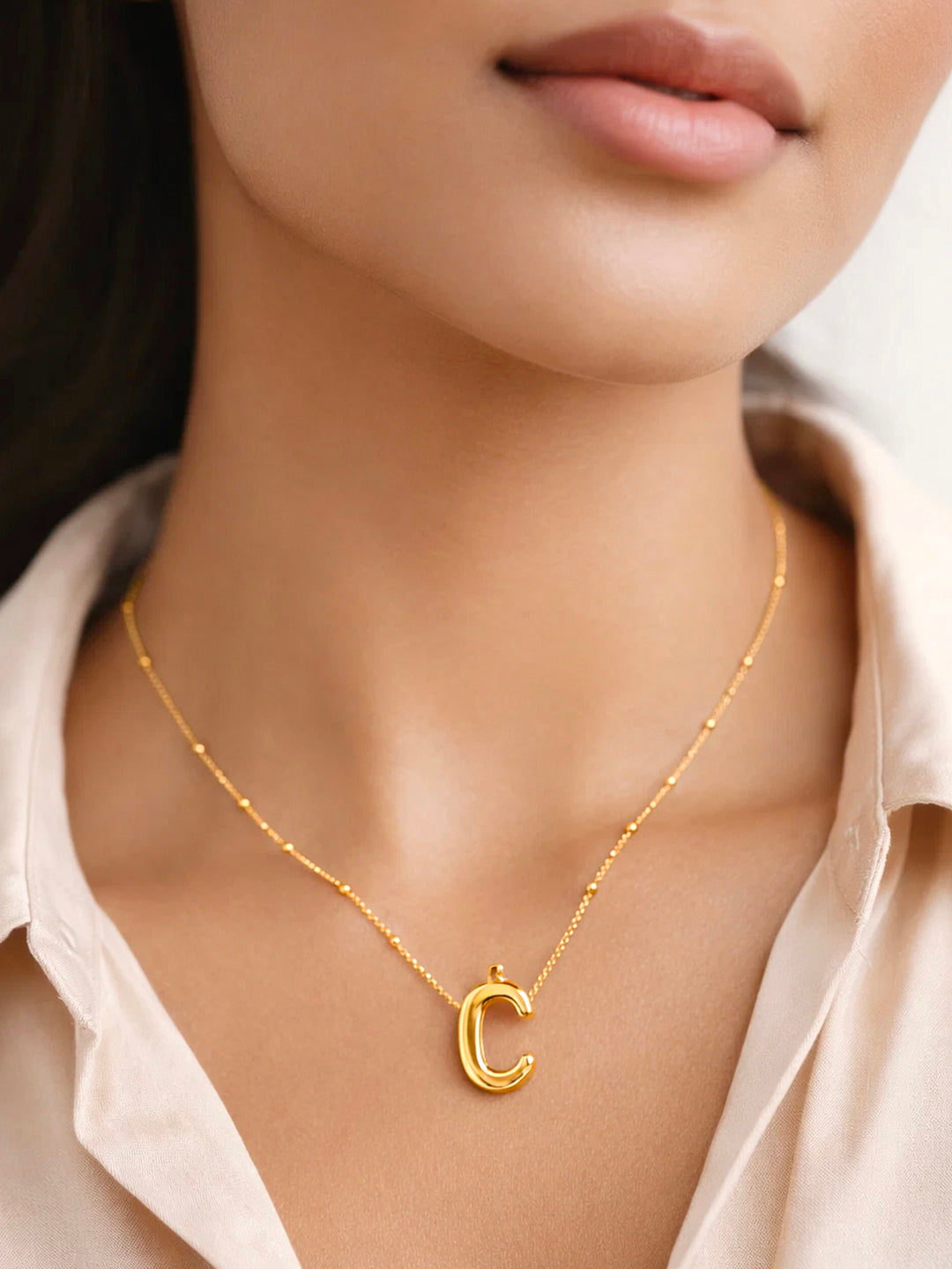 Demifine 18K Gold Plated Stainless steel Minimal Balloon C Necklace