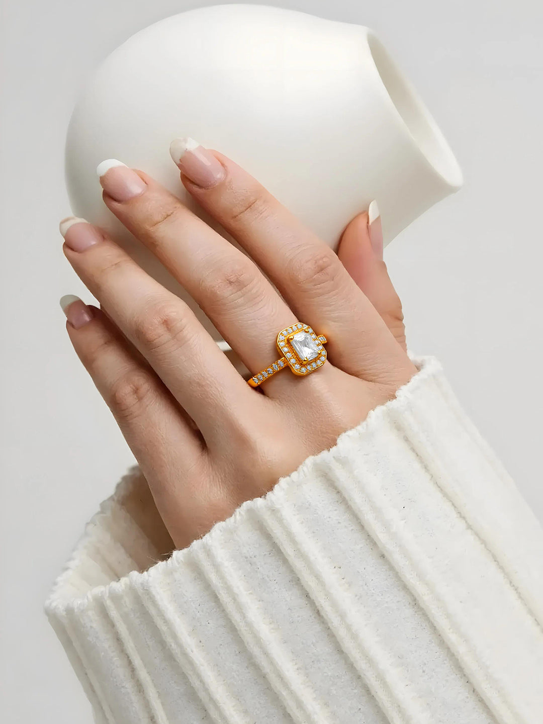 Cubic American Diamond Zirconia Gold Ring